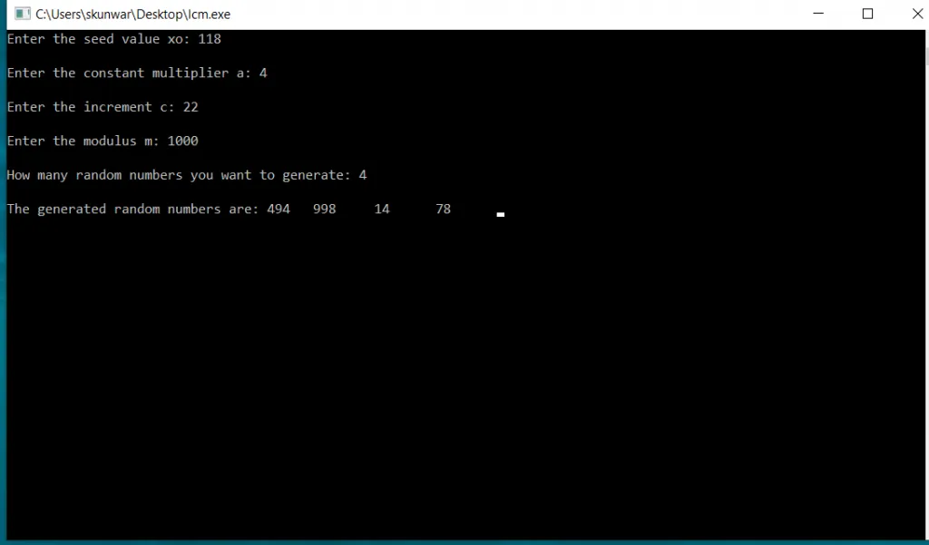 C Program To Generate Random Number Using Linear Congruential Method