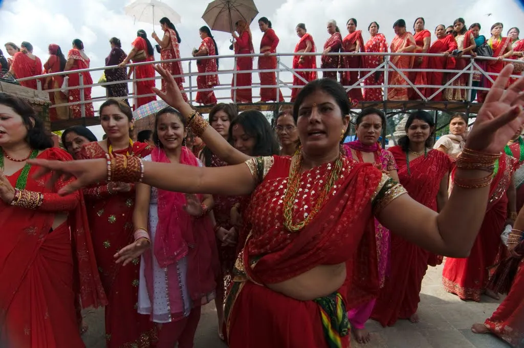 Hindu Women Dancing On Teej Songs