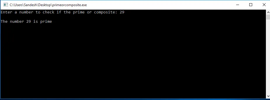 C Program to Check if a Number is Prime or Composite