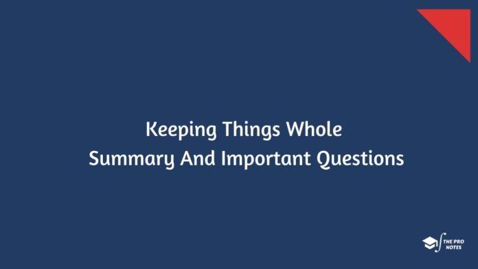 Keeping Things Whole Summary And Important Questions