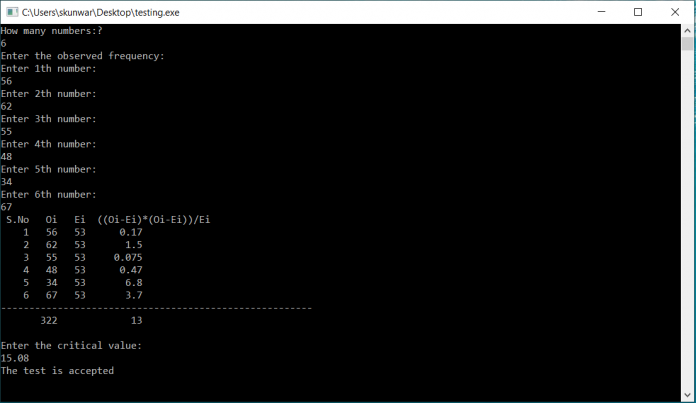 C++ Program For Chi-Square Test For Uniformity | The Pro Notes